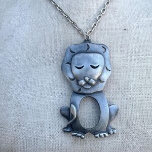 70s Lion Necklace Costume Jewelry Leo the Lion